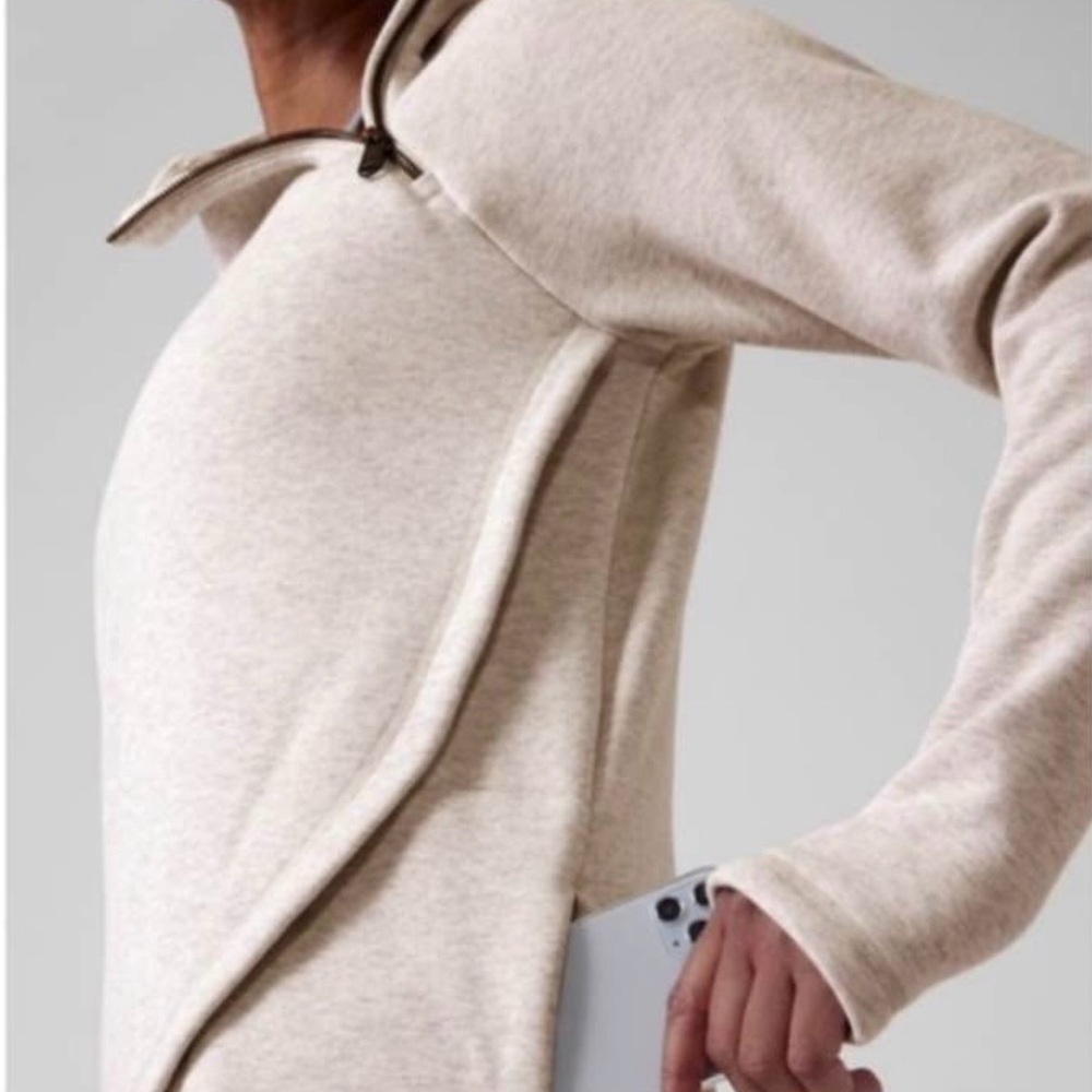 Athleta Cream Asymmetrical Cowlneck Pullover Sweater - Picture 3 of 6